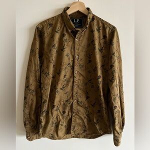 LP Louis Philippe Birds and Flowers Print Button down Shirt in super slim fit